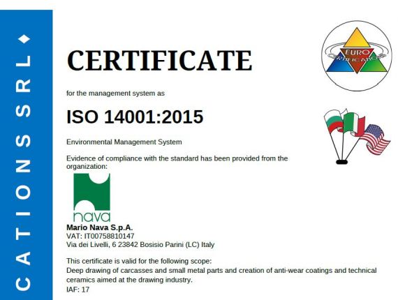 Certificate Environmental Management System Mario Nava
