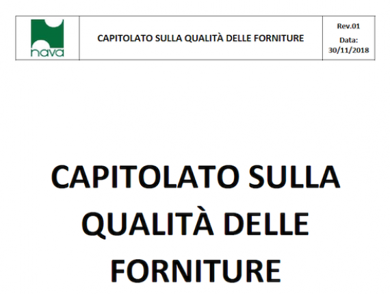 Capitolato sulla qualità delle forniture